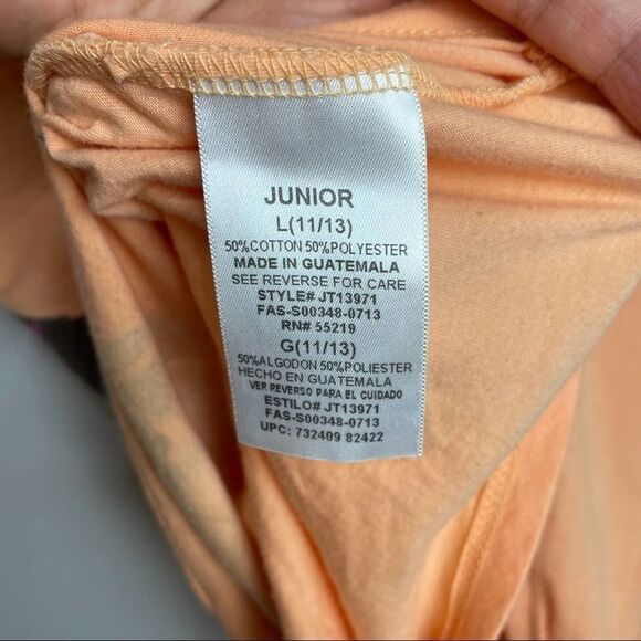 Jerry Leigh Solid Orange Chasing Dreams logo Sunset Open Back Tee Shirt size L - Picture 8 of 10